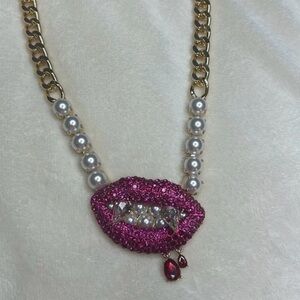 Pink and Gold vampire necklace
